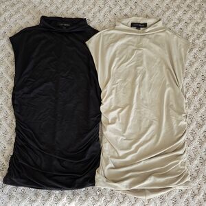 NWOT Loft Versa 360 Knit Ruched Mock Neck Top SET OF 2